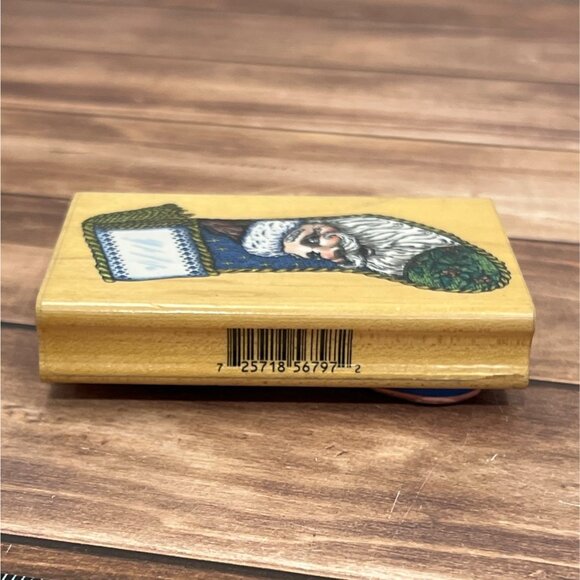 INKADINKADO 6797-P SANTA STOCKING WOOD RUBBER STAMP CHRISTMAS BY DYKSTRA PIERSON - Picture 2 of 4